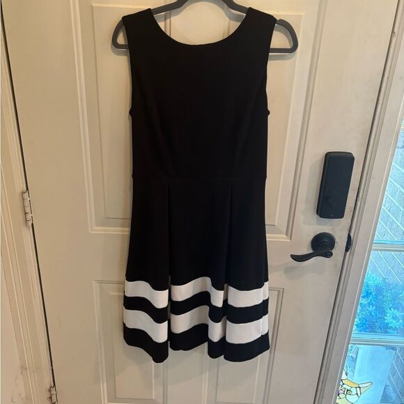 Calvin Klein Belted Black and White Striped Mini Dress - Picture 2 of 5